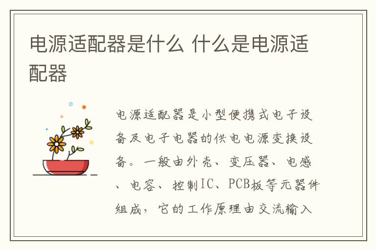 电源适配器是什么 什么是电源适配器